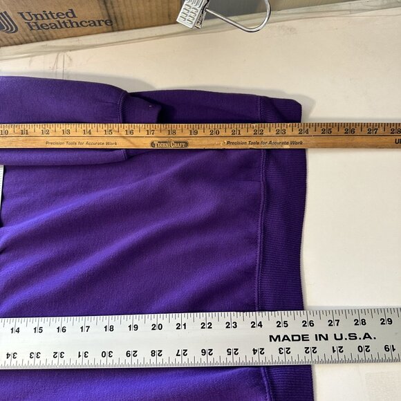 Vtg Womens Holiday Sweatshirt Purple Reindeer 1980s Holiday Sweater Pullover - Picture 6 of 6